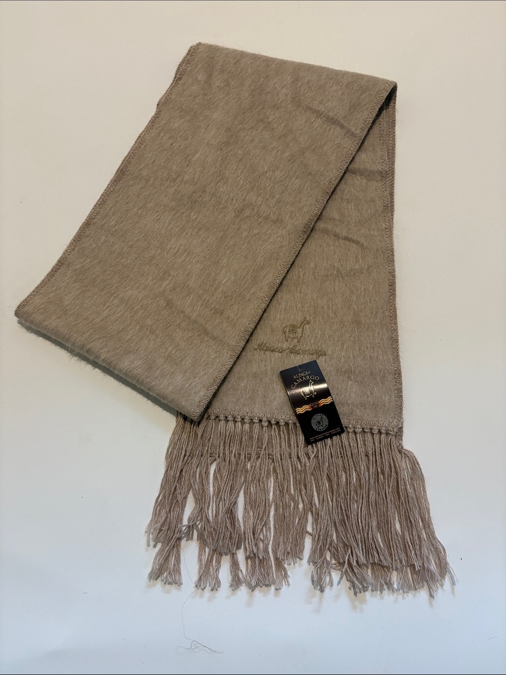 Alpaca Camargo Classic Fringe Camel Wrap Scarf